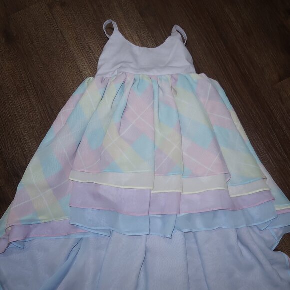 NWT Pleiades Designs Spring Plaid Chiffon Hi Lo Dress Pastel Argyle Plaid sz 2T - Picture 3 of 6